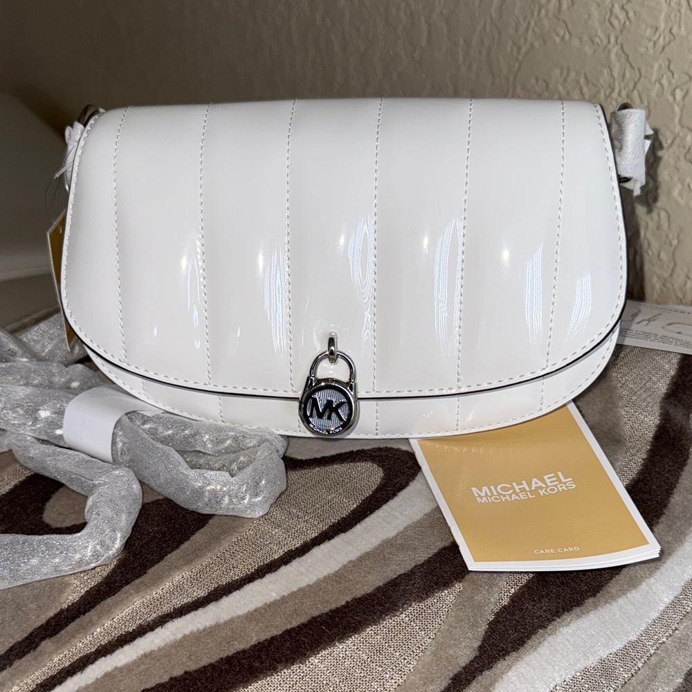 Michael Kors White Patent Quilted Crossbody Bag